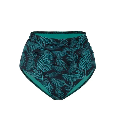 Slip Bikini Alto Donna Lovable Shaping Foulard Verde Smeraldo e Blu