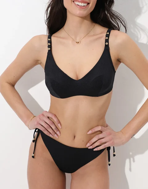 Reggiseno Bikini Brassière con Ferretto Expert Shiny Micro Nero
