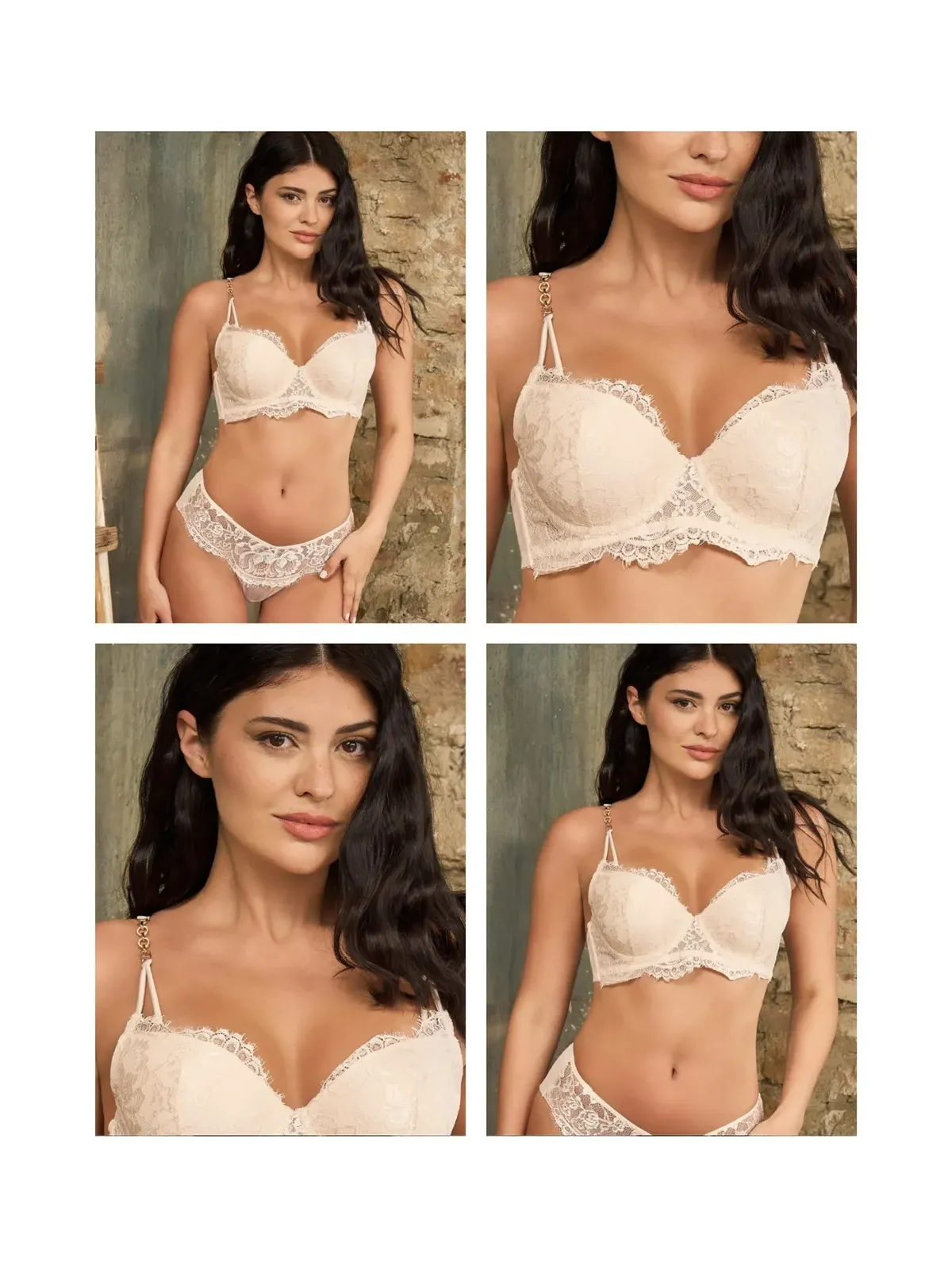 Love and Bra Completo Intimo Balconcino con Ferretto e Slip Brasiliana colore cipria