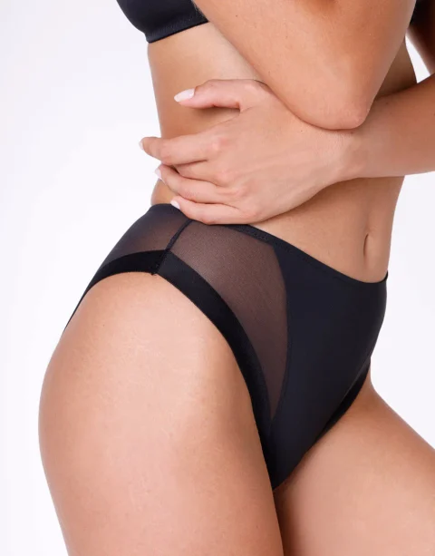 Lovable Invisible Ultralight Nero | Slip Midi Sgambato in Microfibra e Tulle